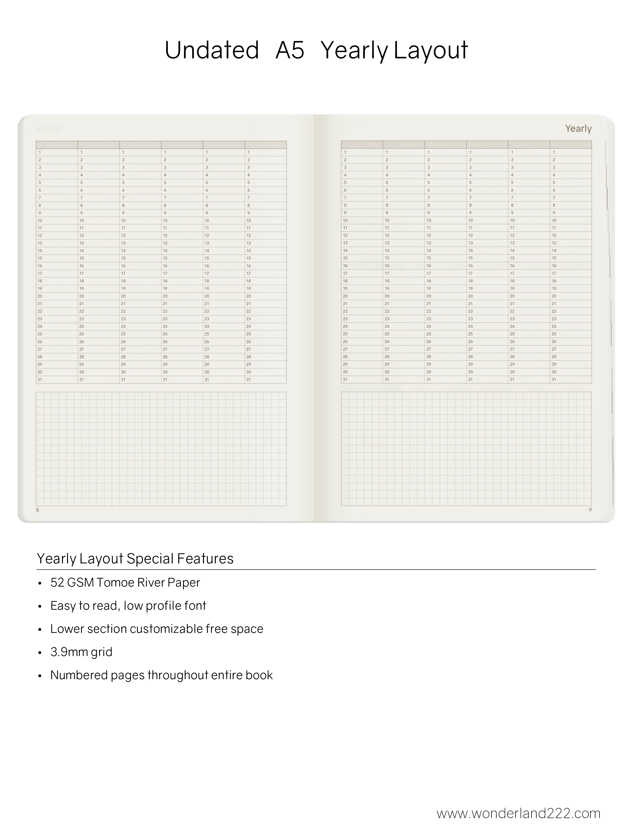 A5 Undated Weekly Planner v.1 | Core | Stacked Weekends - Image 3
