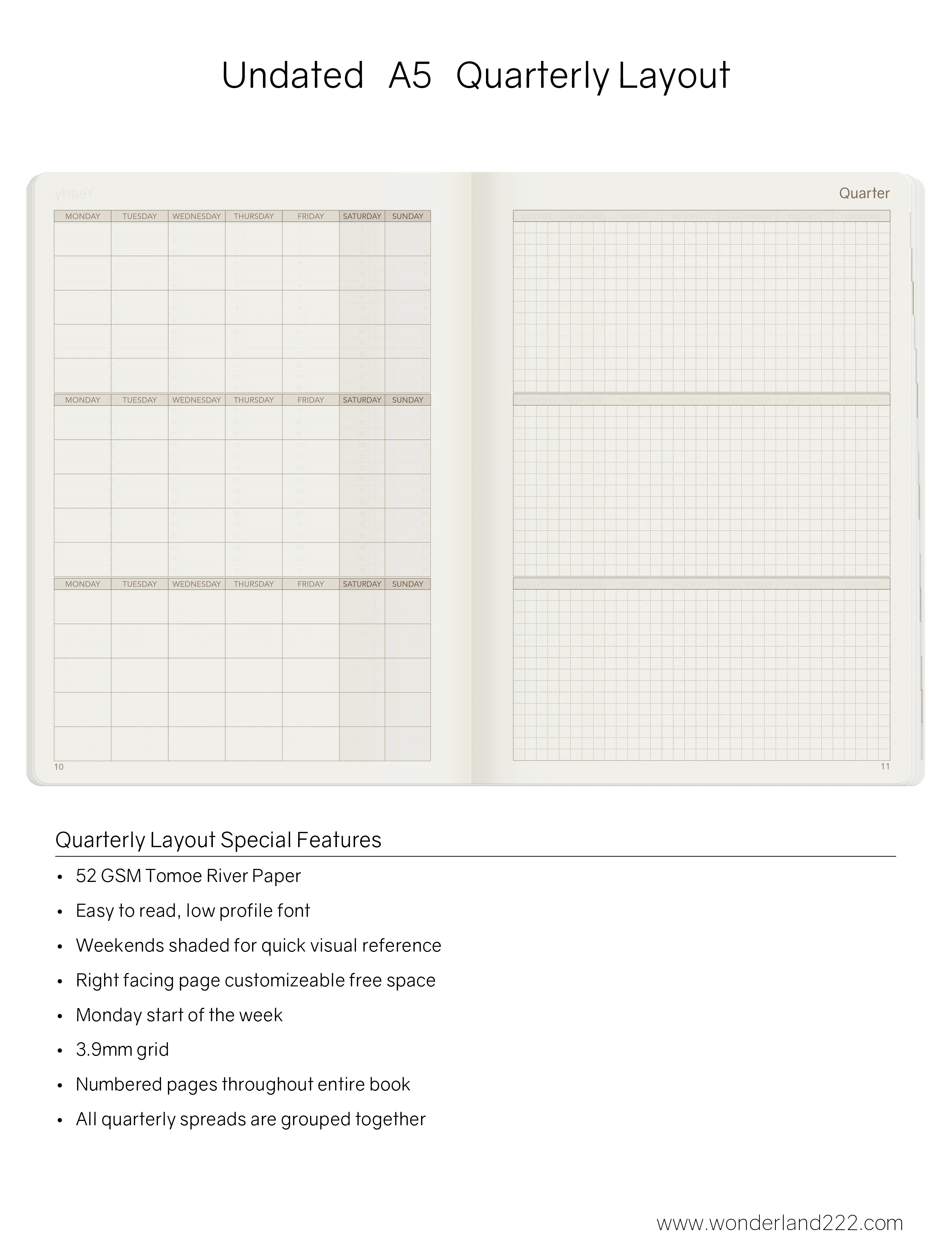 A5 Undated Weekly Planner v.1 | Core | Stacked Weekends - Image 4