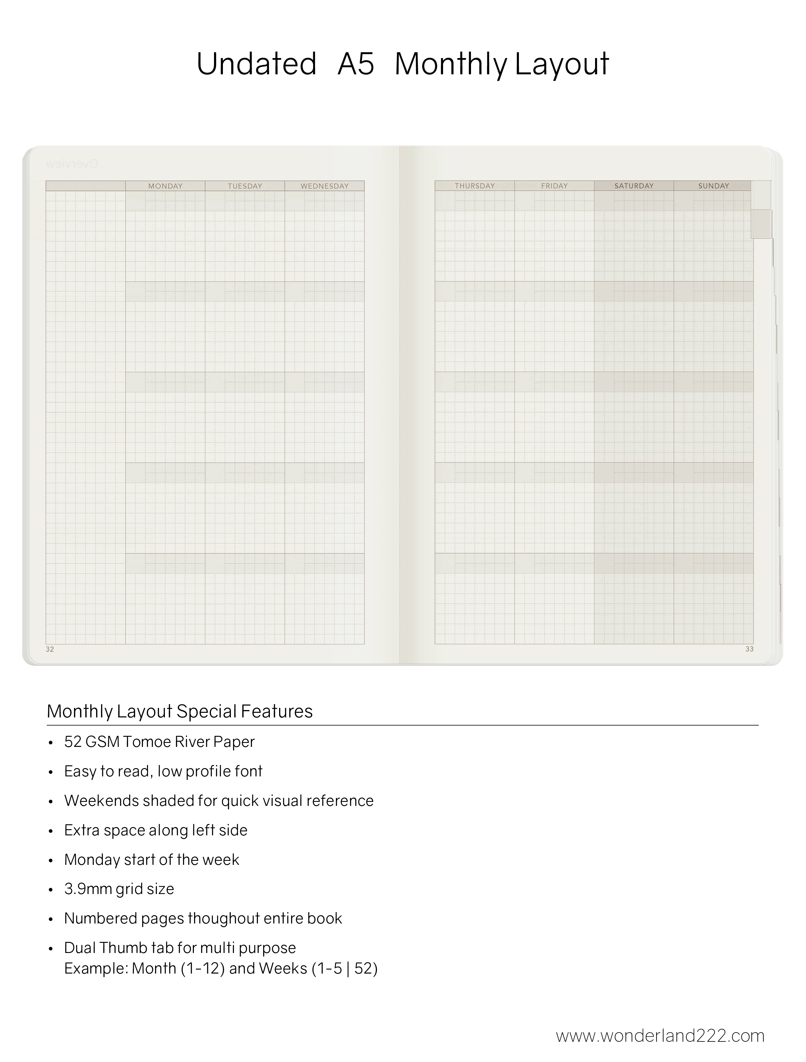 A5 Undated Weekly Planner v.1 | Core | Stacked Weekends - Image 6