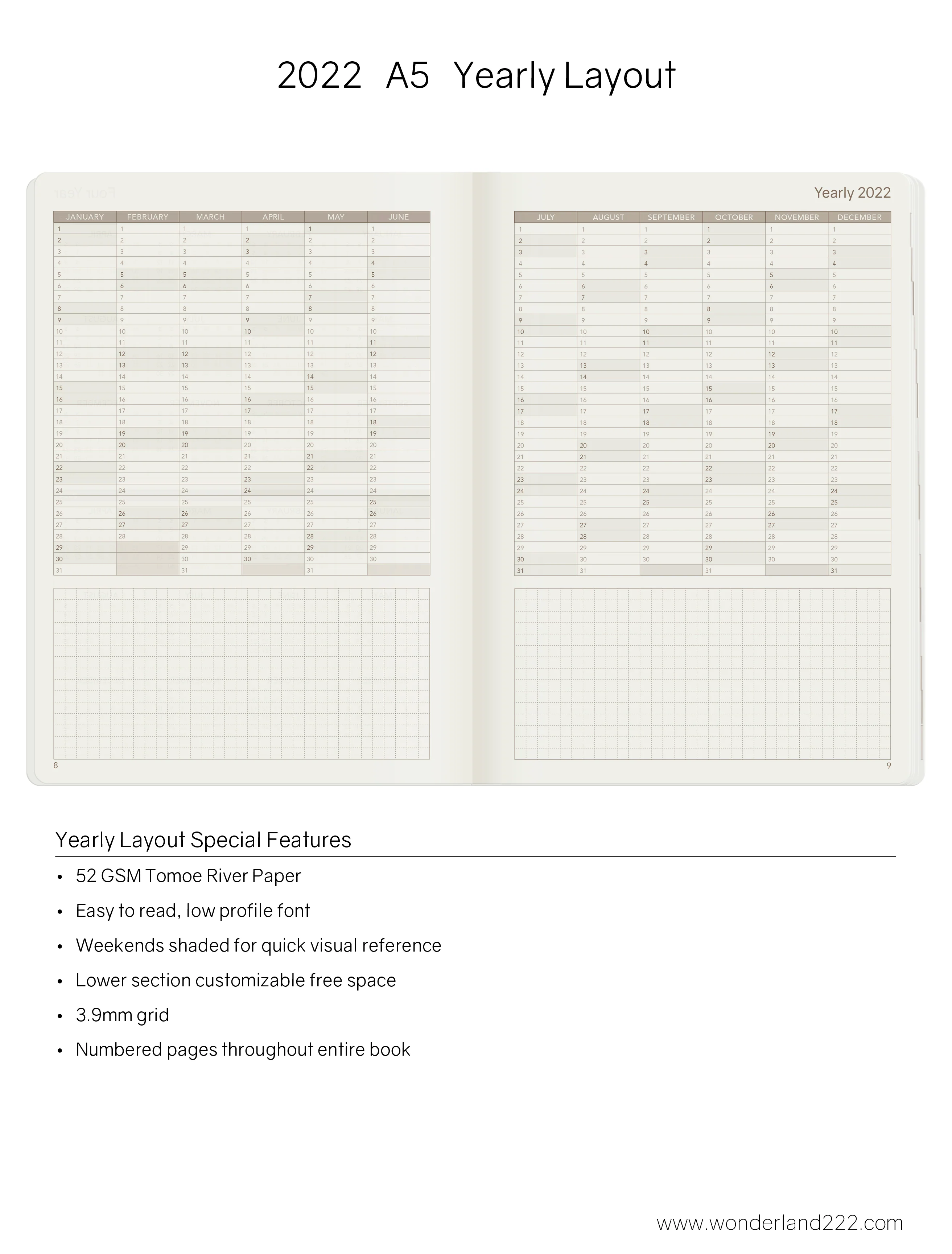 2022 A5 Weekly Planner | Core | Stacked Weekends - Image 4