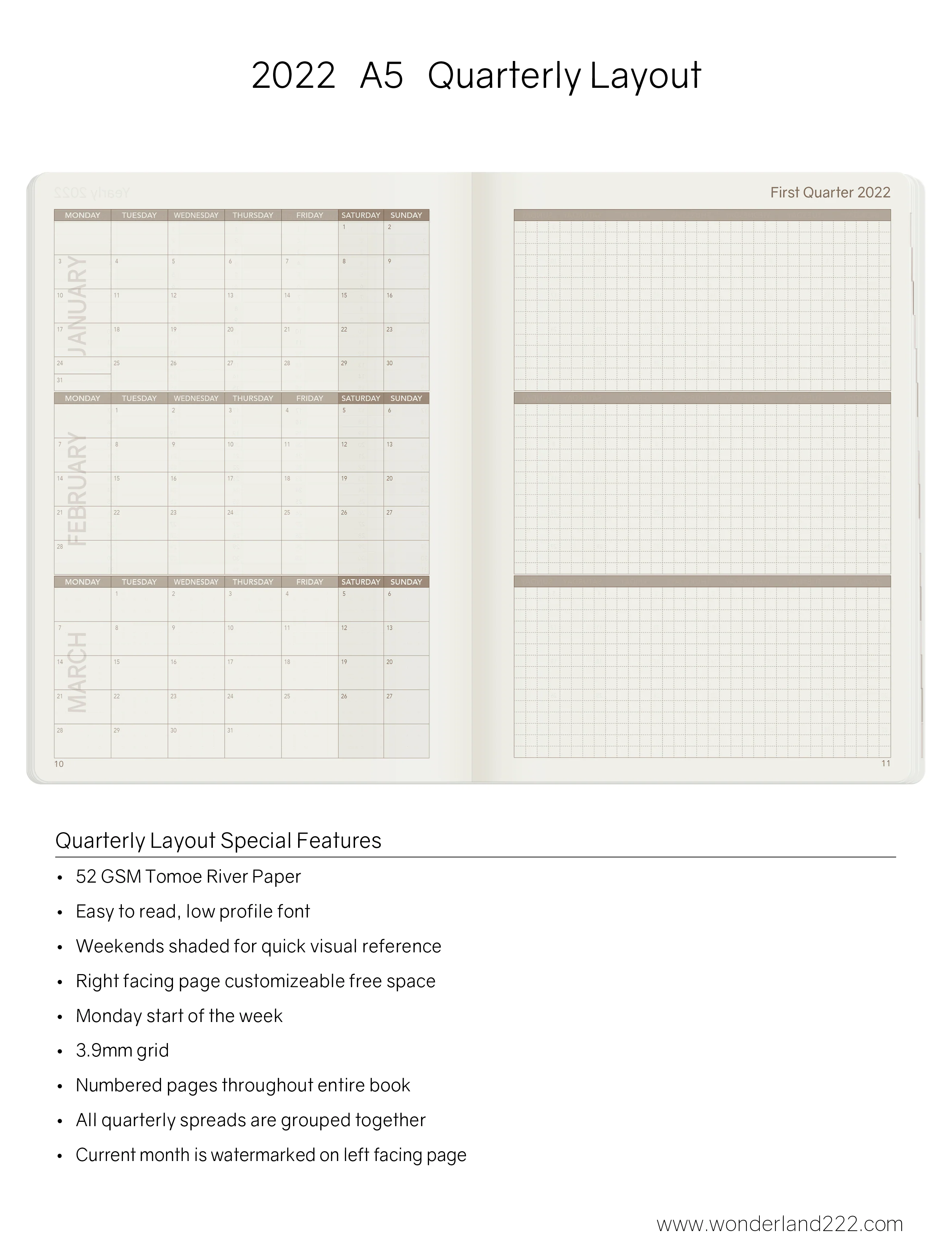 2022 A5 Weekly Planner | Core | Stacked Weekends - Image 5