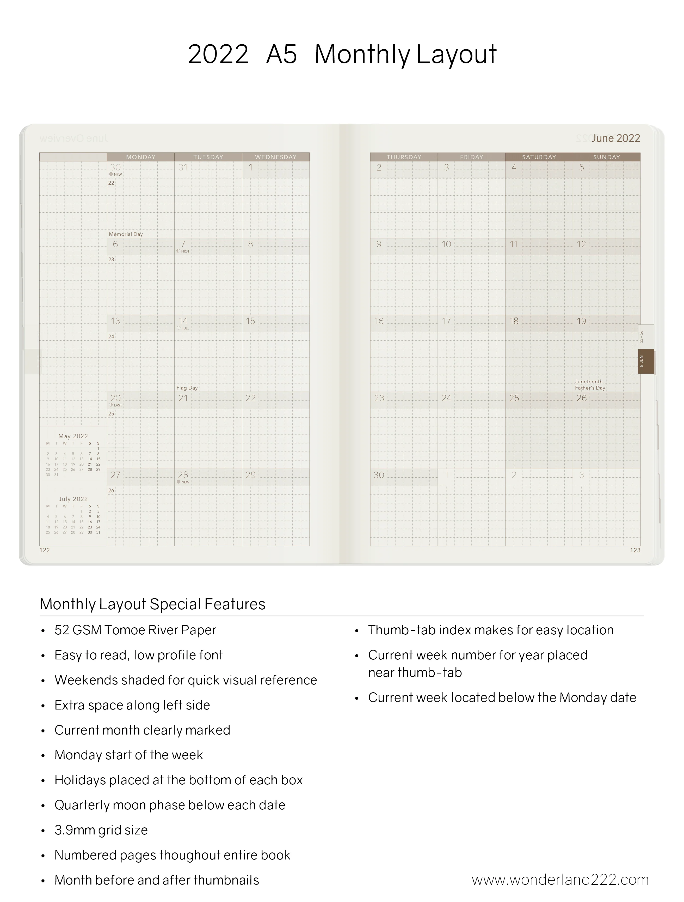 2022 A5 Weekly Planner | Core | Stacked Weekends - Image 7