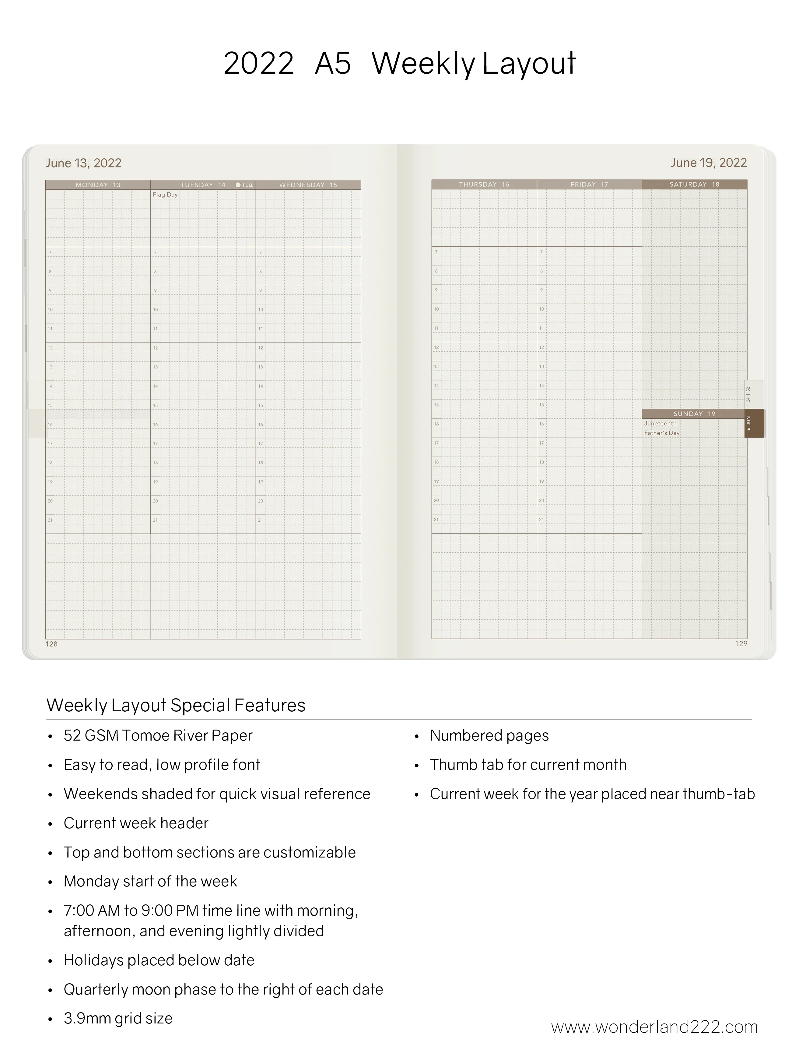 2022 A5 Weekly Planner | Core | Stacked Weekends - Image 8
