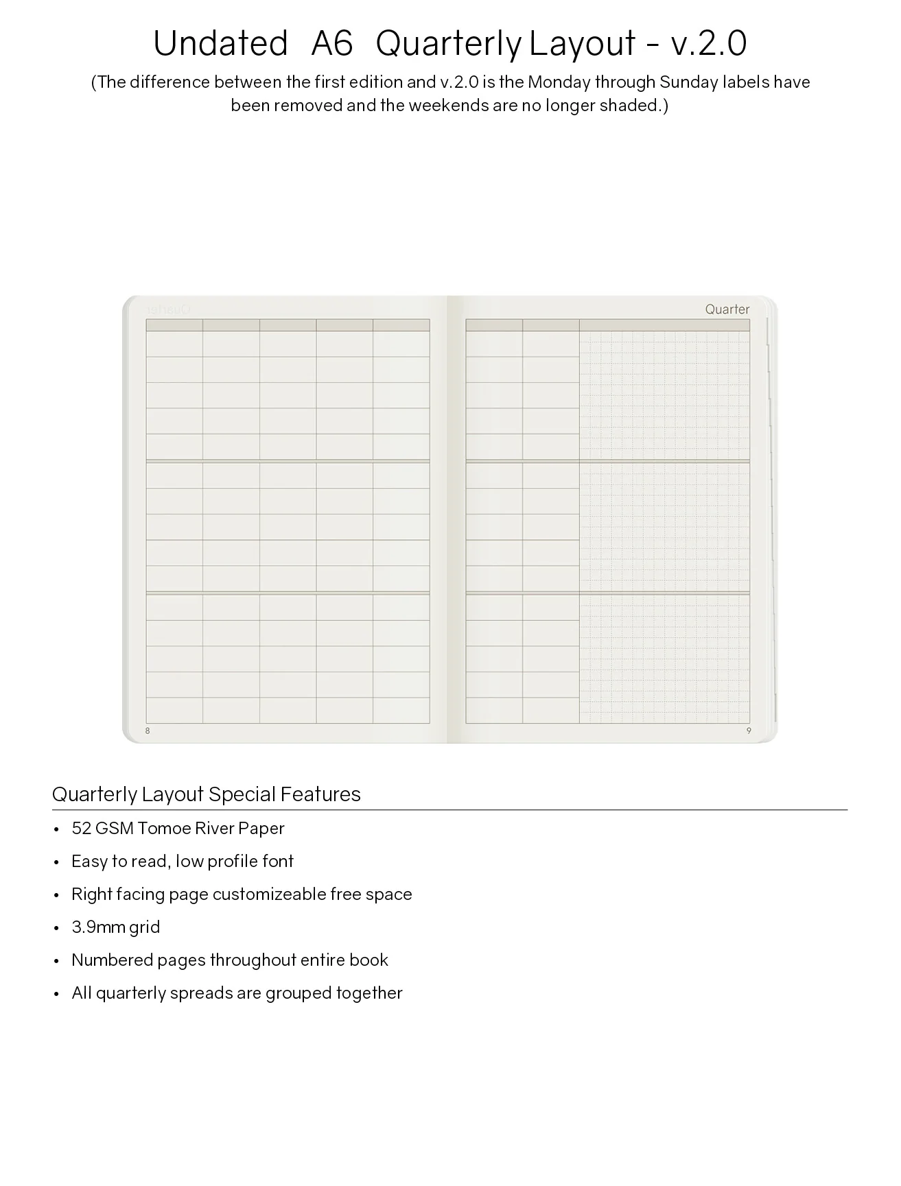 A6 Undated Weekly Planner v.2 | Core | Stacked Weekends - Image 4