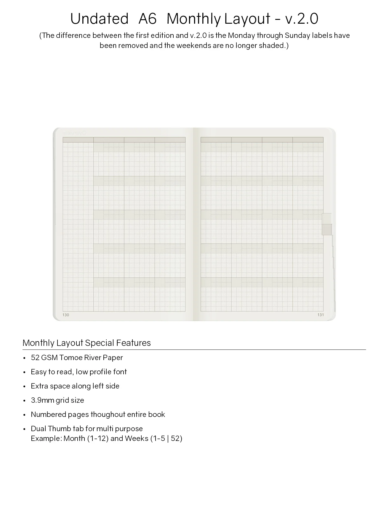 A6 Undated Weekly Planner v.2 | Core | Stacked Weekends - Image 7