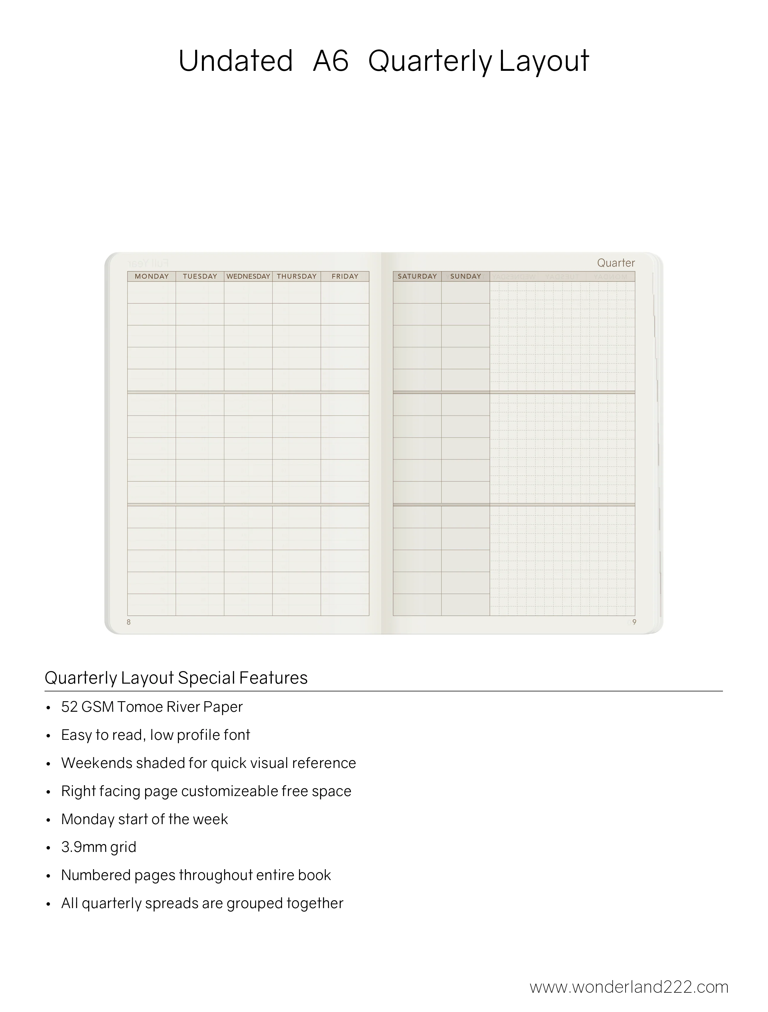 A6 Undated Weekly Planner v.1 | Core | Stacked Weekends - Image 4
