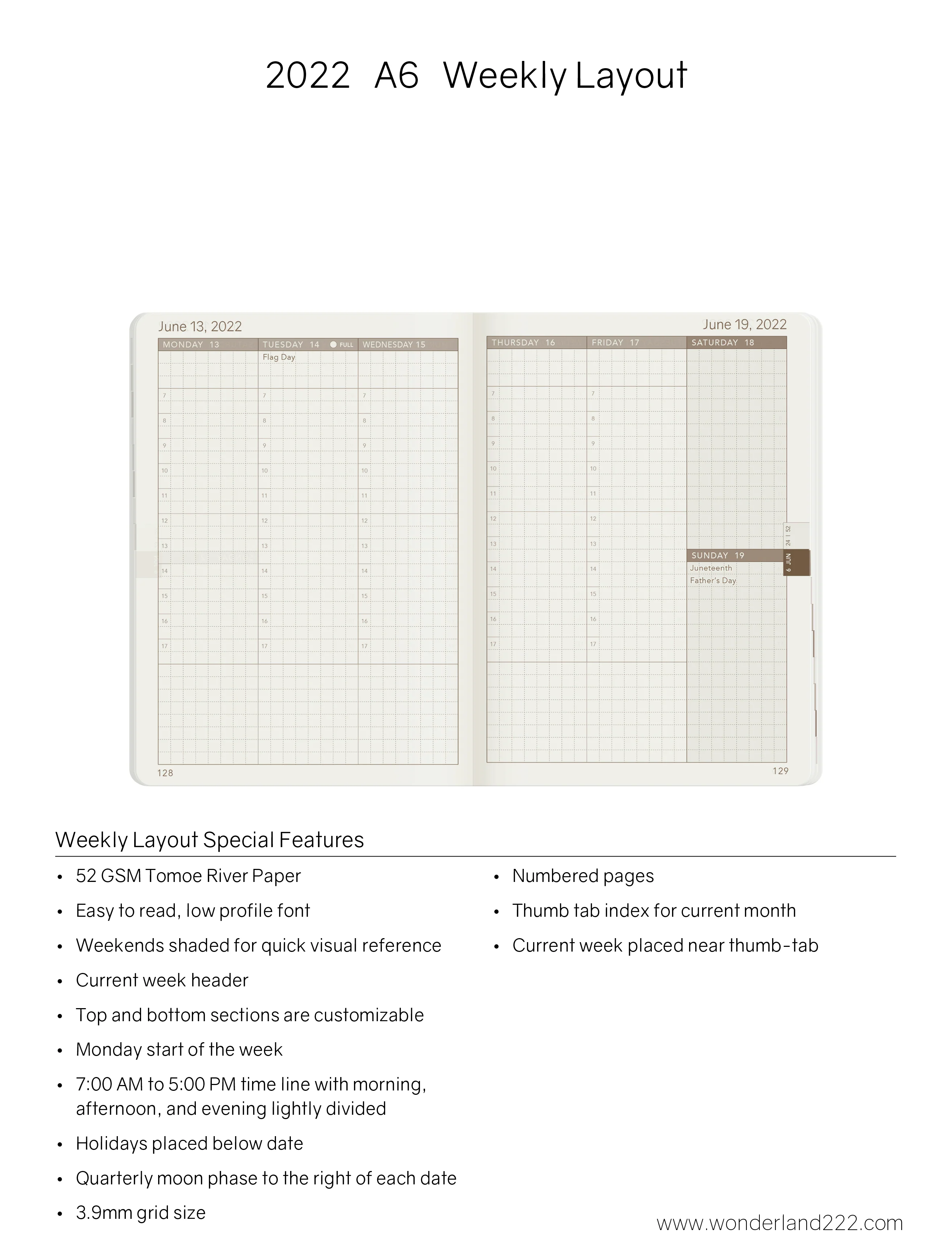 2022 A6 Weekly Planner | Core | Stacked Weekends - Image 10