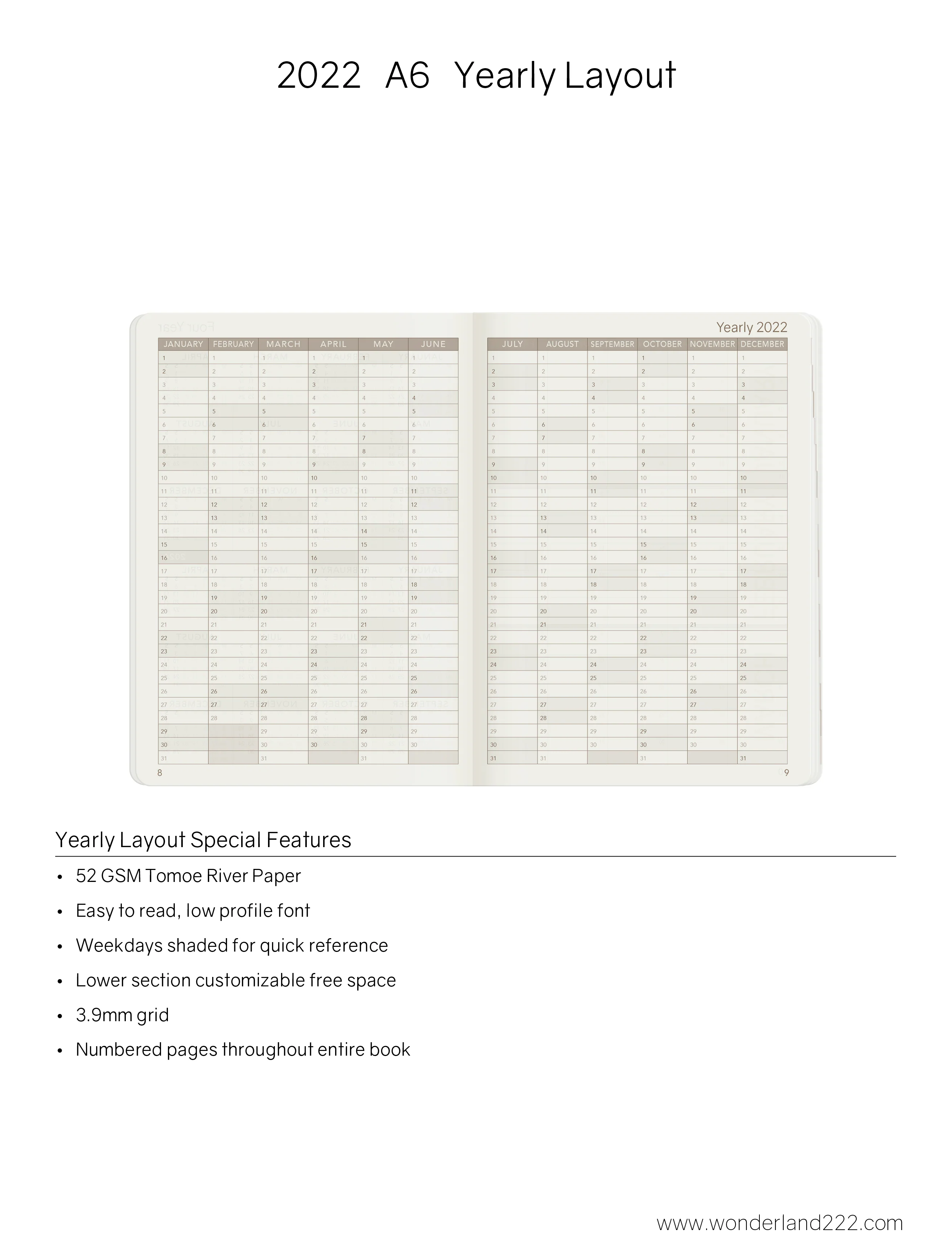 2022 A6 Weekly Planner | Core | Stacked Weekends - Image 4