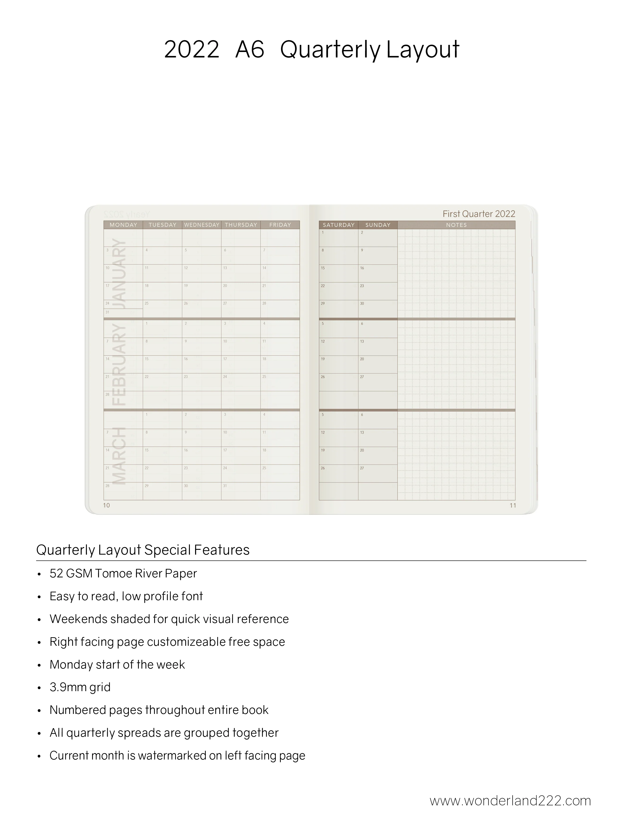 2022 A6 Weekly Planner | Core | Stacked Weekends - Image 5