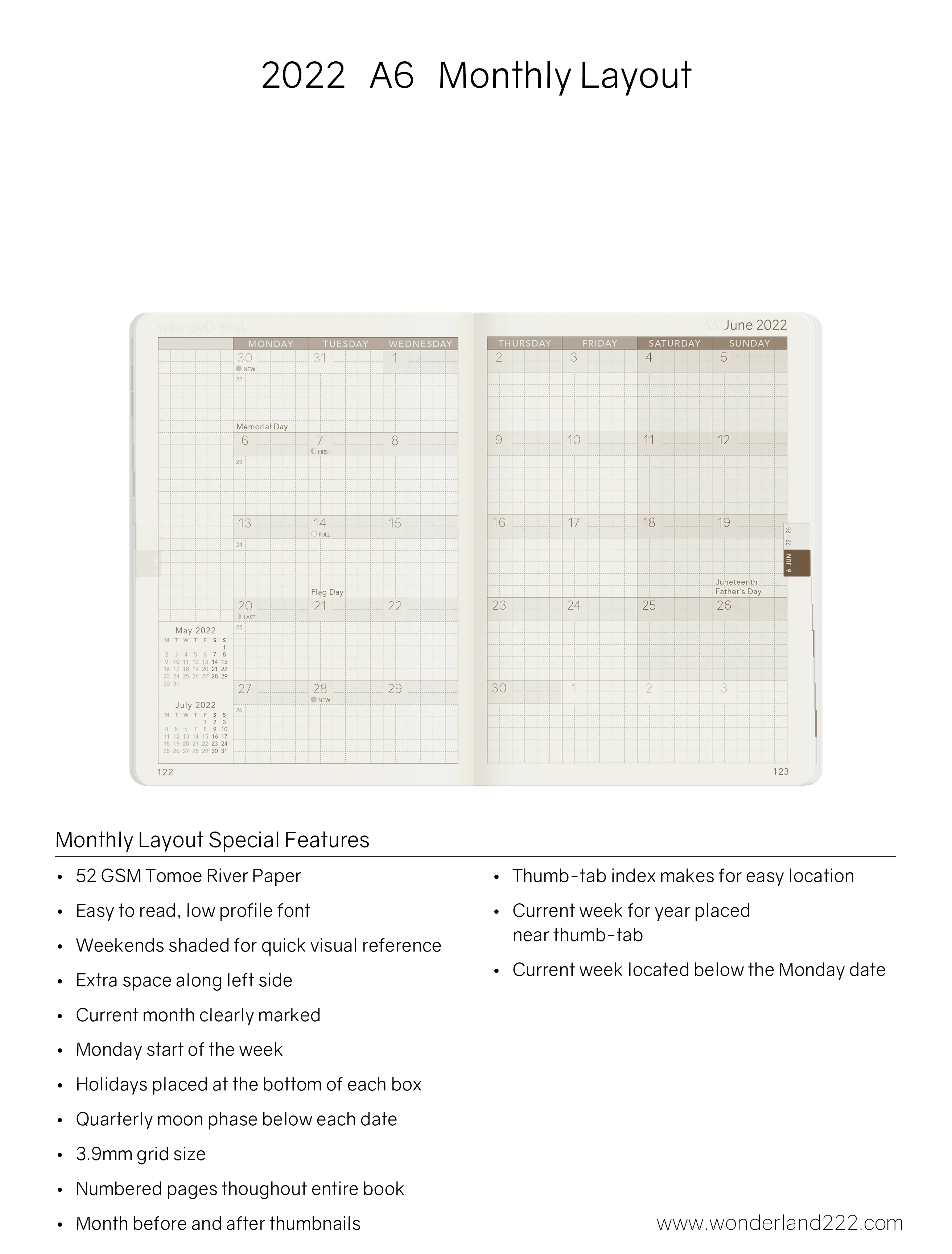 2022 A6 Weekly Planner | Core | Stacked Weekends - Image 7