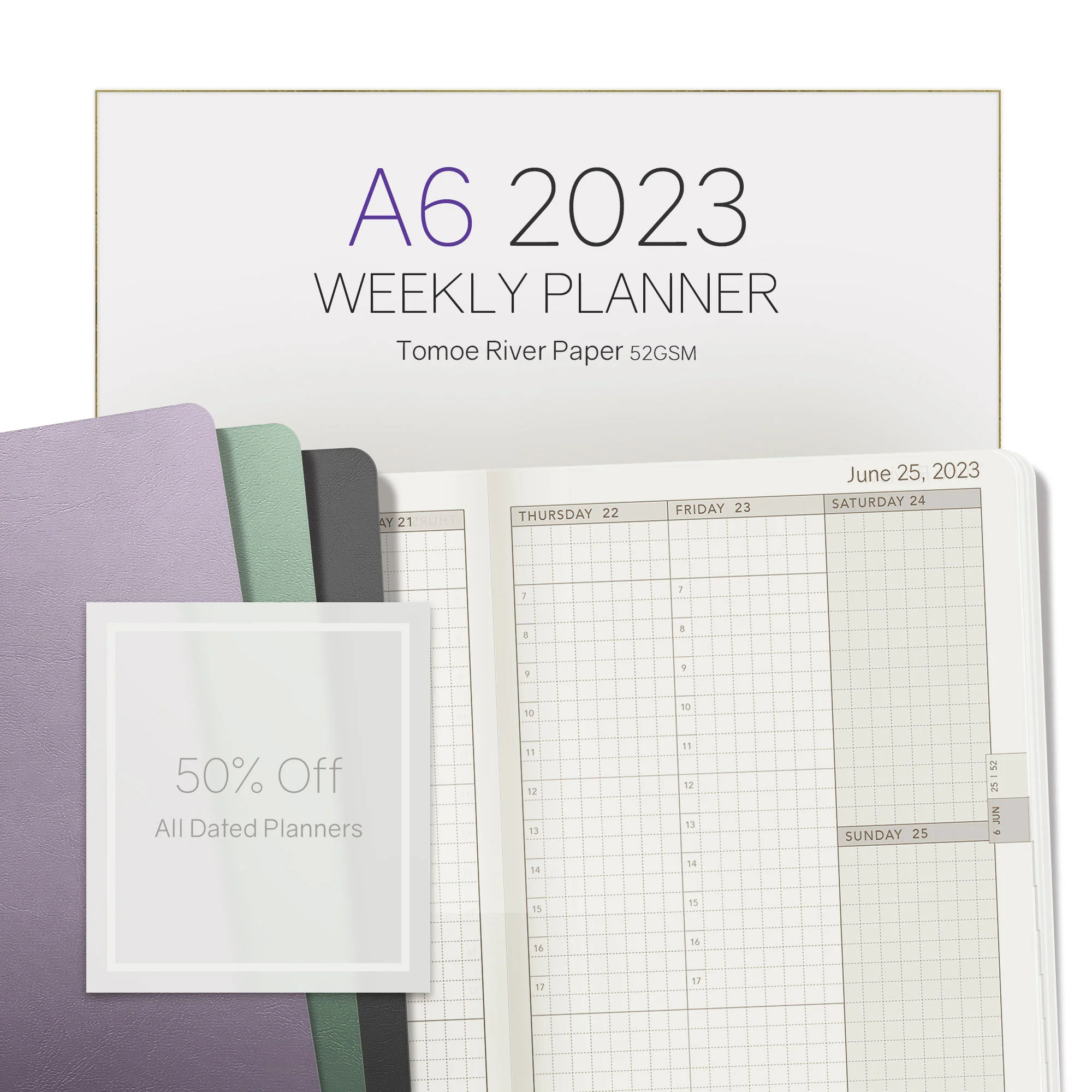 2023 A6 Weekly Planner | 52gsm Tomoe River Paper | Core | Stacked Weekends - Image 23