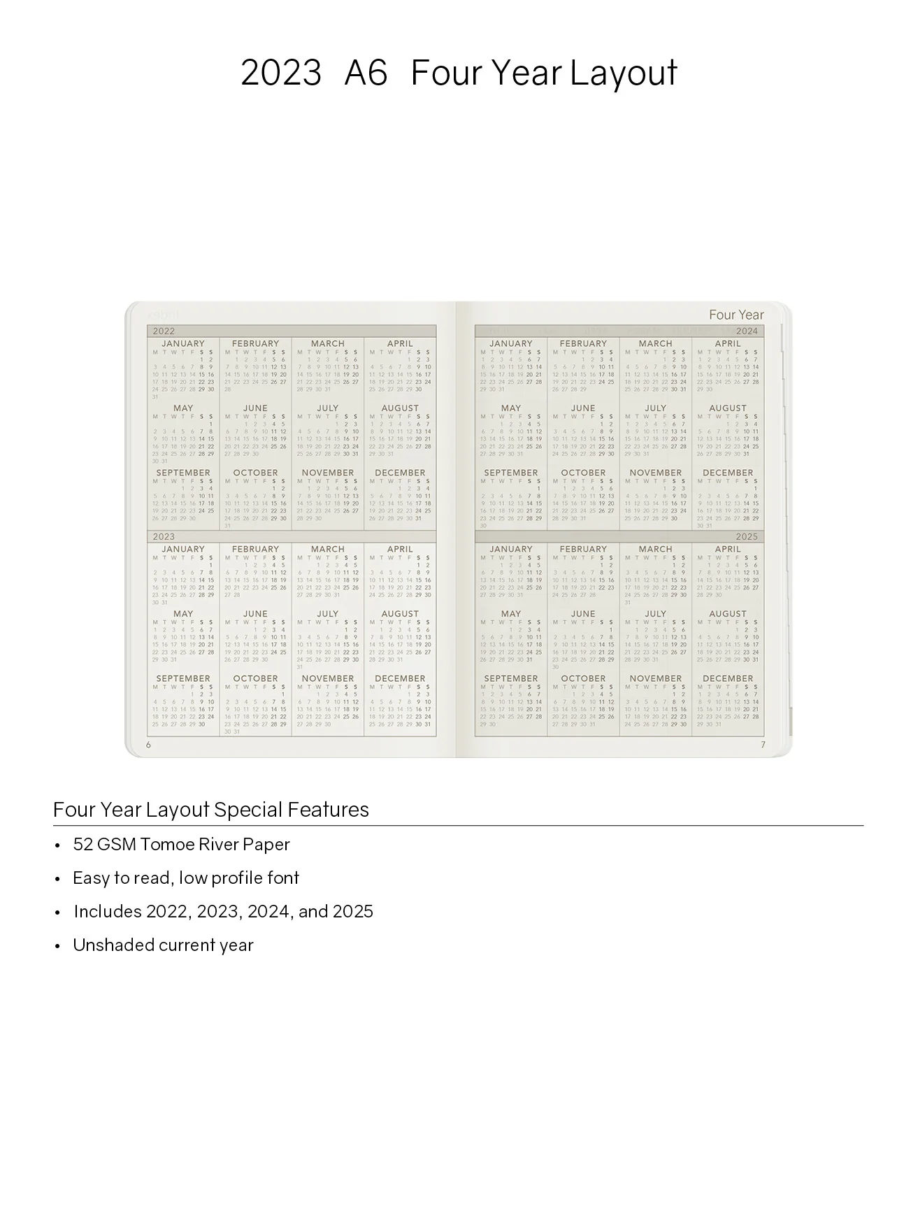 2023 A6 Weekly Planner | 52gsm Tomoe River Paper | Core | Stacked Weekends - Image 3