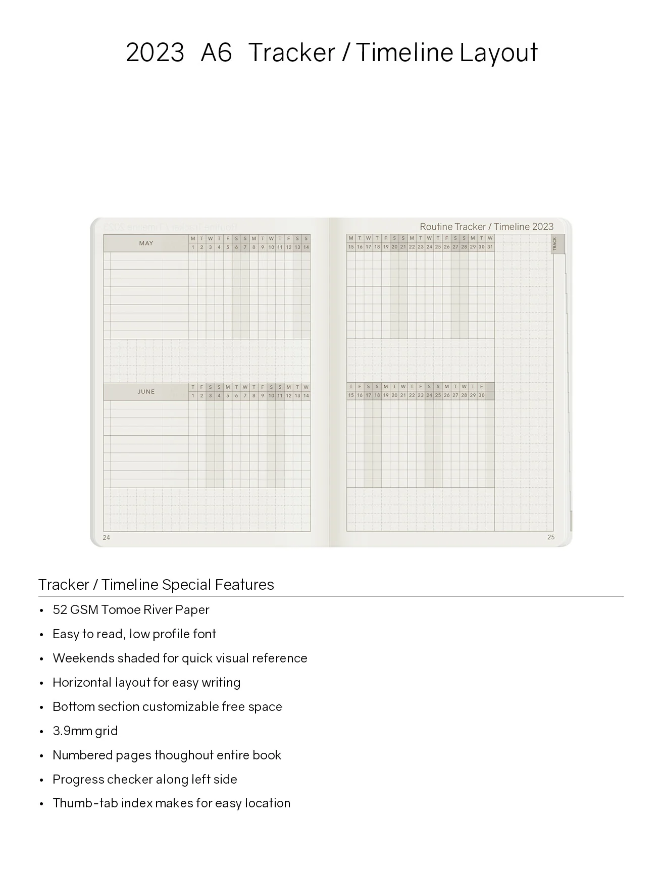 2023 A6 Weekly Planner | 52gsm Tomoe River Paper | Core | Stacked Weekends - Image 5