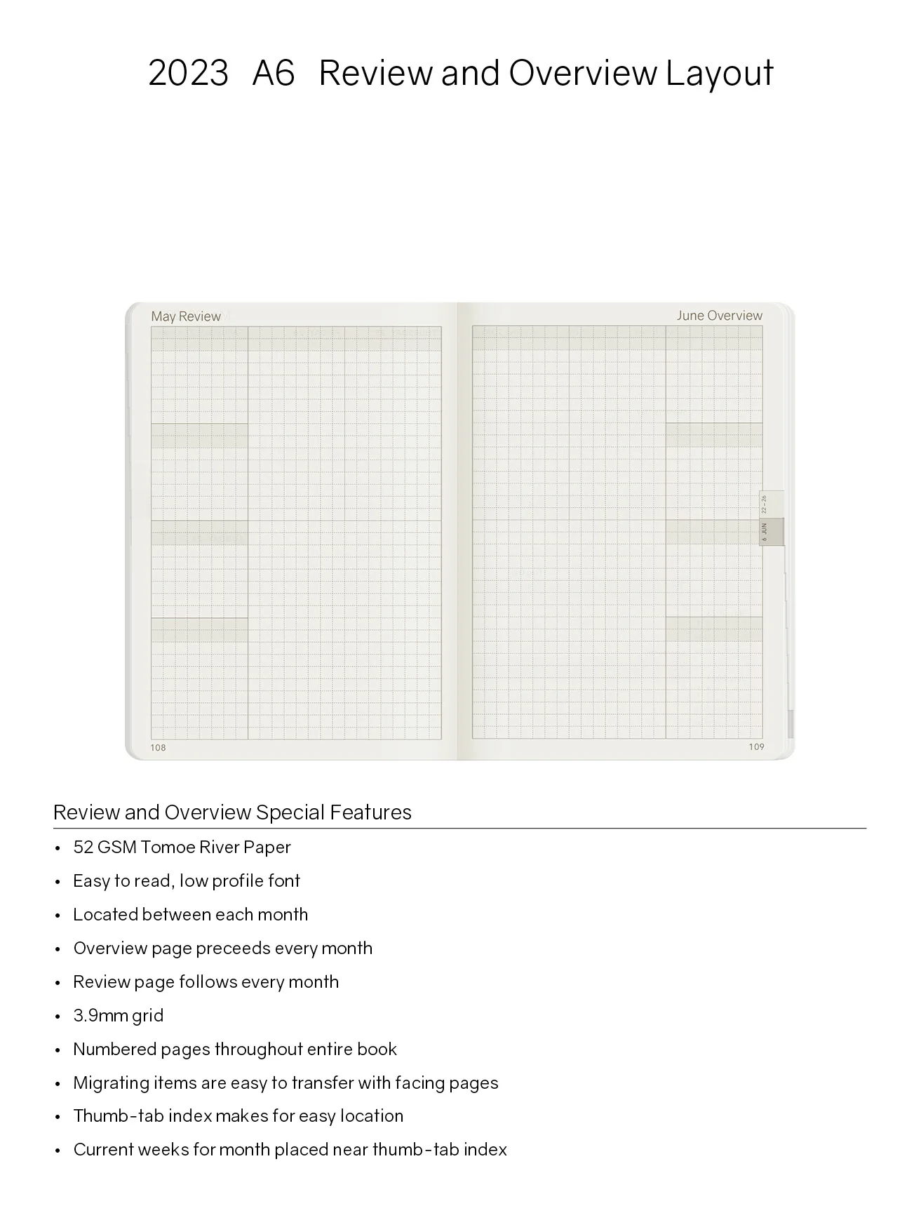 2023 A6 Weekly Planner | 52gsm Tomoe River Paper | Core | Stacked Weekends - Image 6