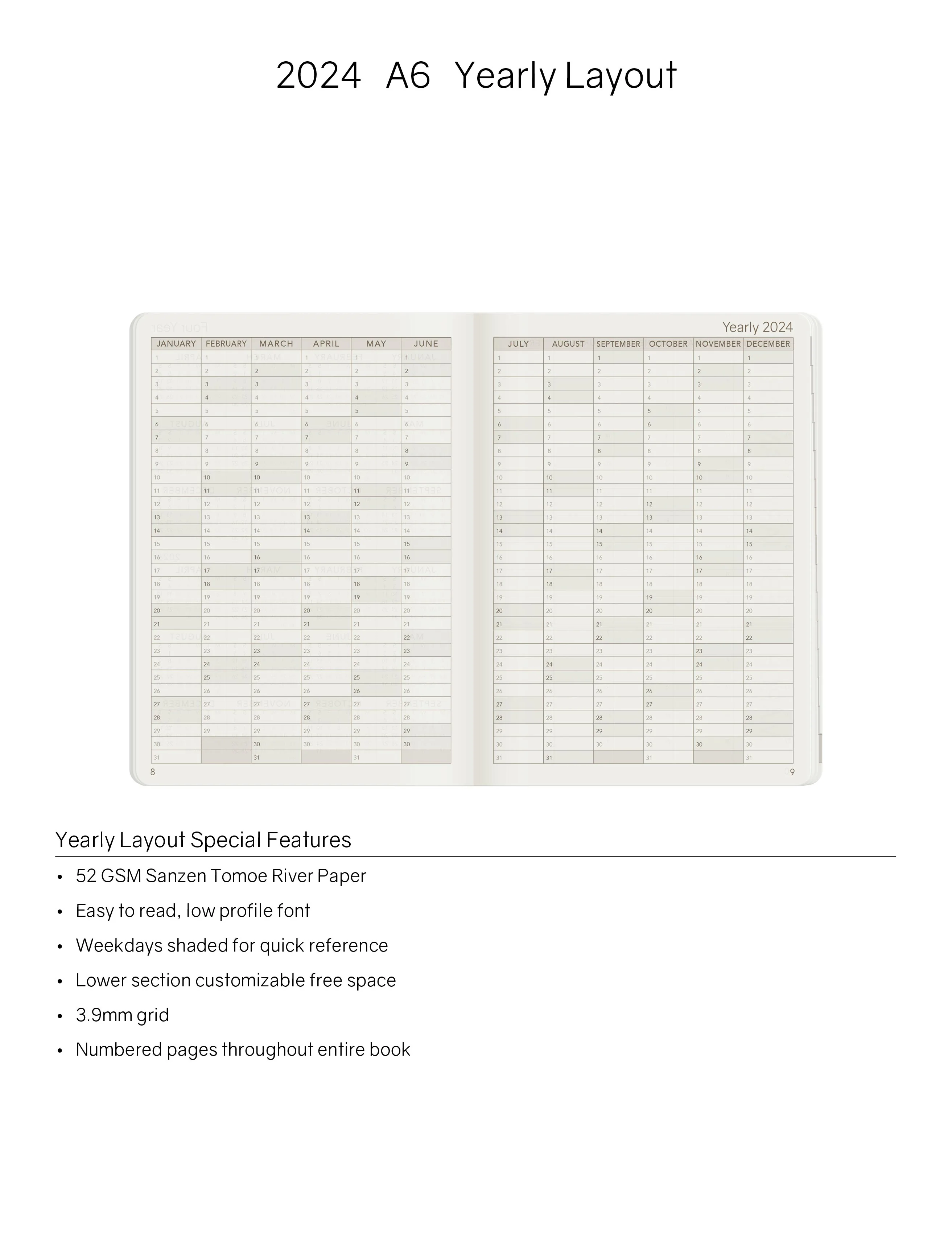2024 A6 Weekly Planner | Core | Stacked Weekends - Image 4