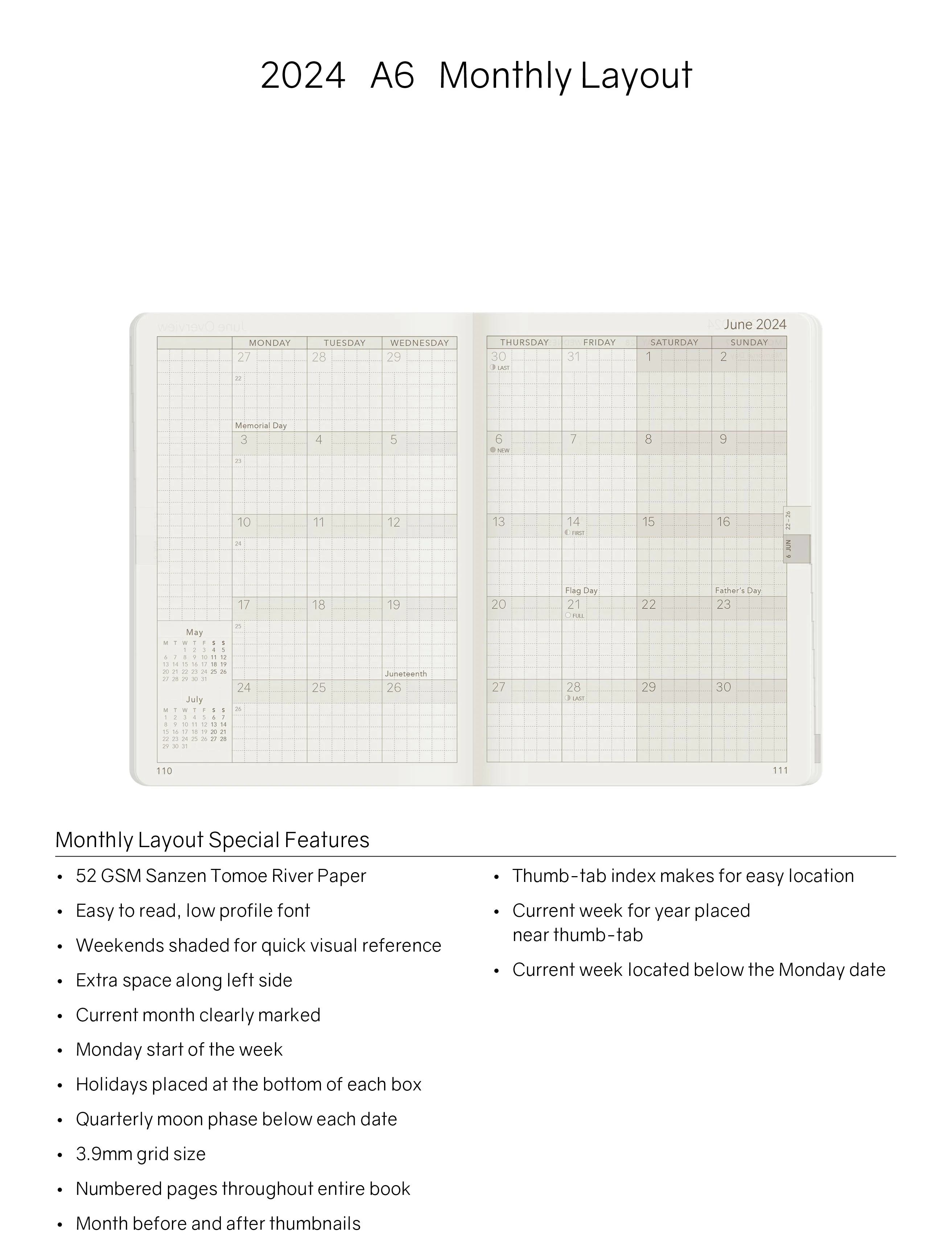 2024 A6 Weekly Planner | Core | Stacked Weekends - Image 8