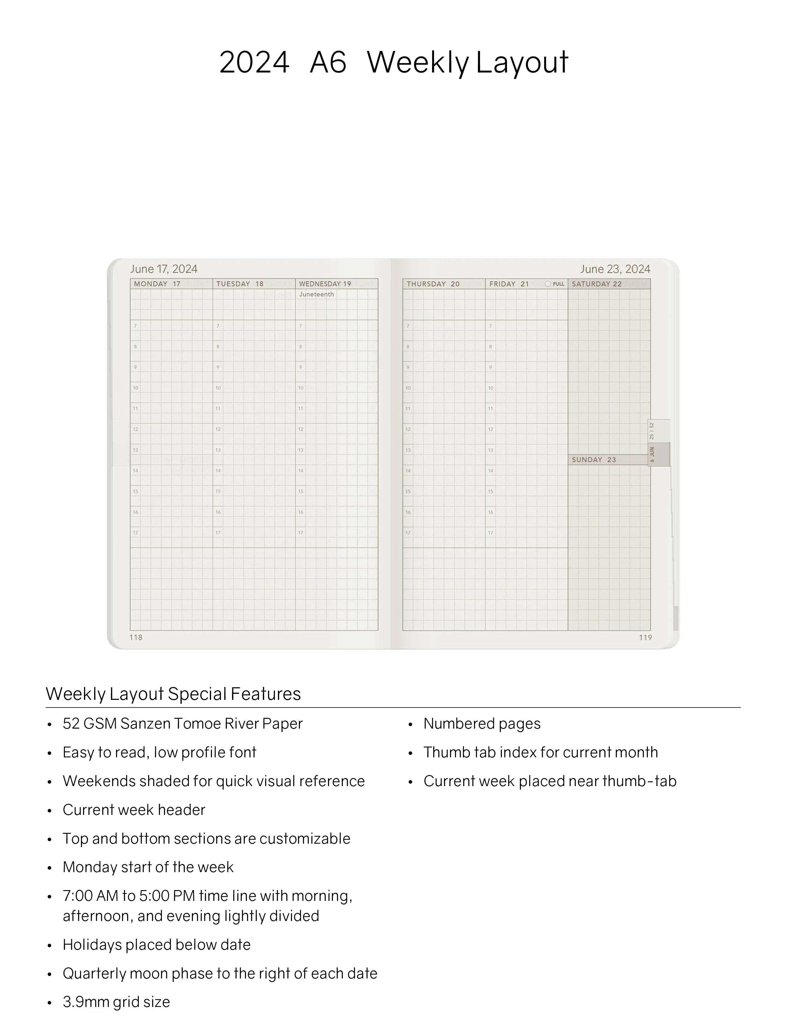 2024 A6 Weekly Planner | Core | Stacked Weekends - Image 9