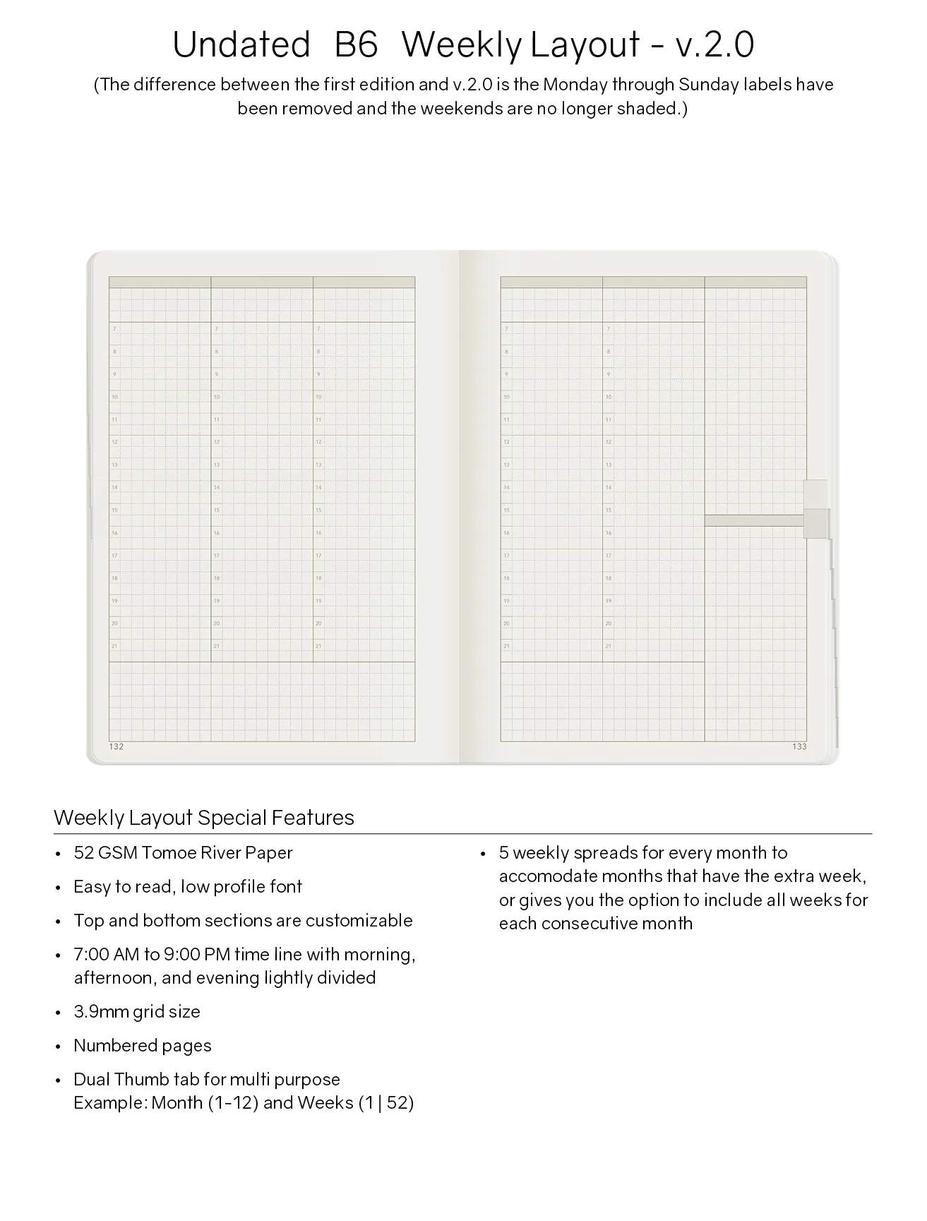 B6 Undated Weekly Planner v.2 | Core | Stacked Weekends - Image 9