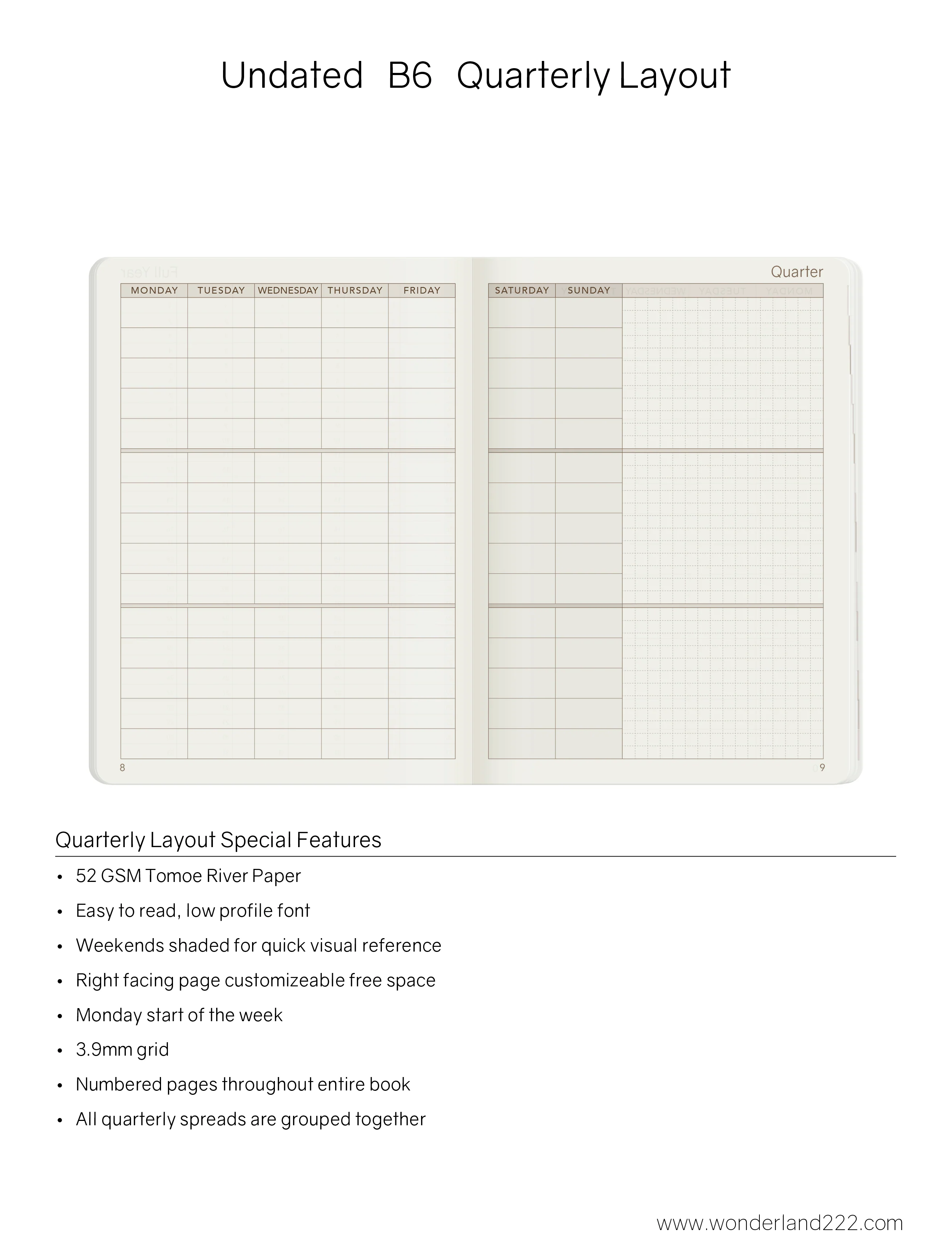 B6 Undated Weekly Planner v.1 | Core | Stacked Weekends - Image 4