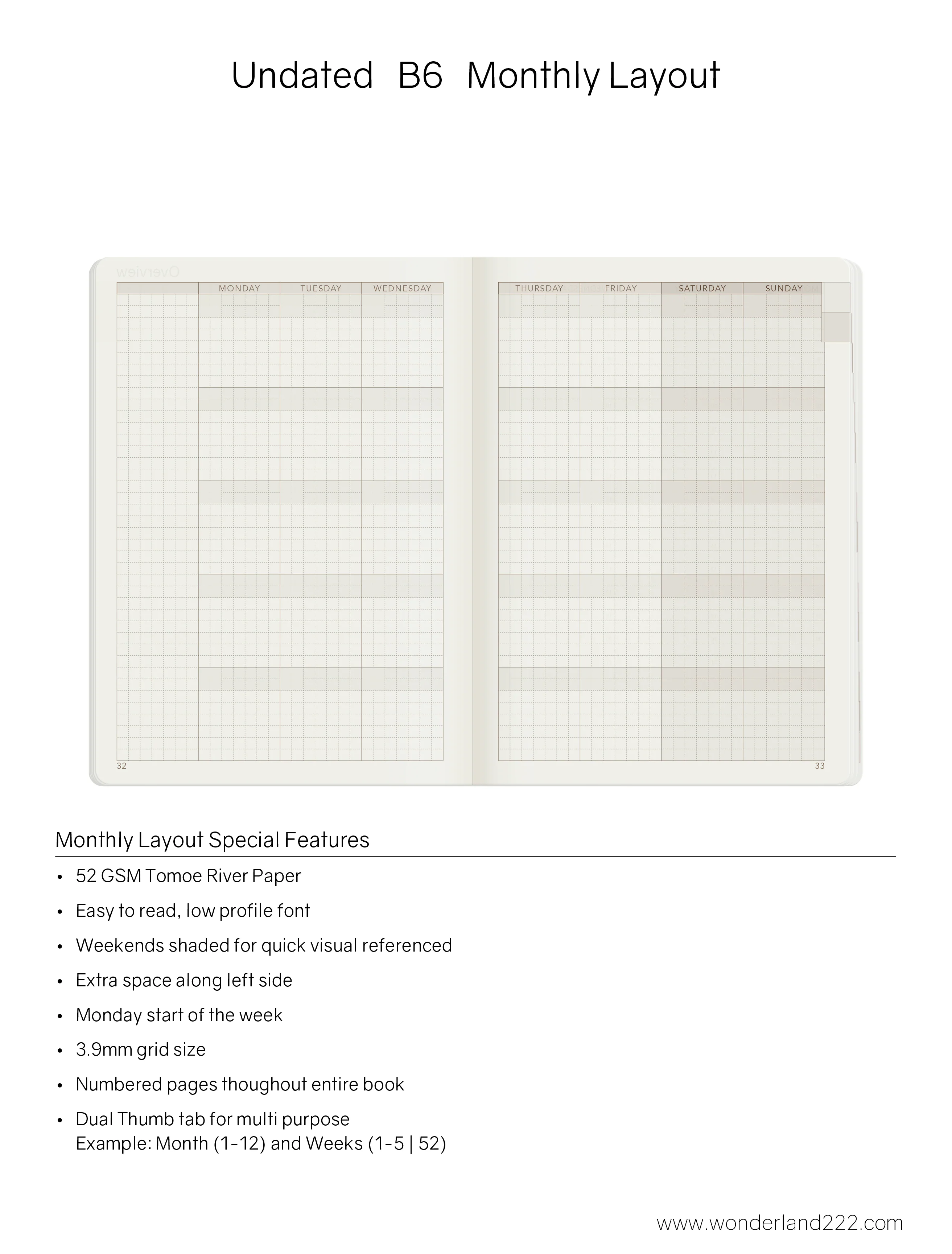 B6 Undated Weekly Planner v.1 | Core | Stacked Weekends - Image 6