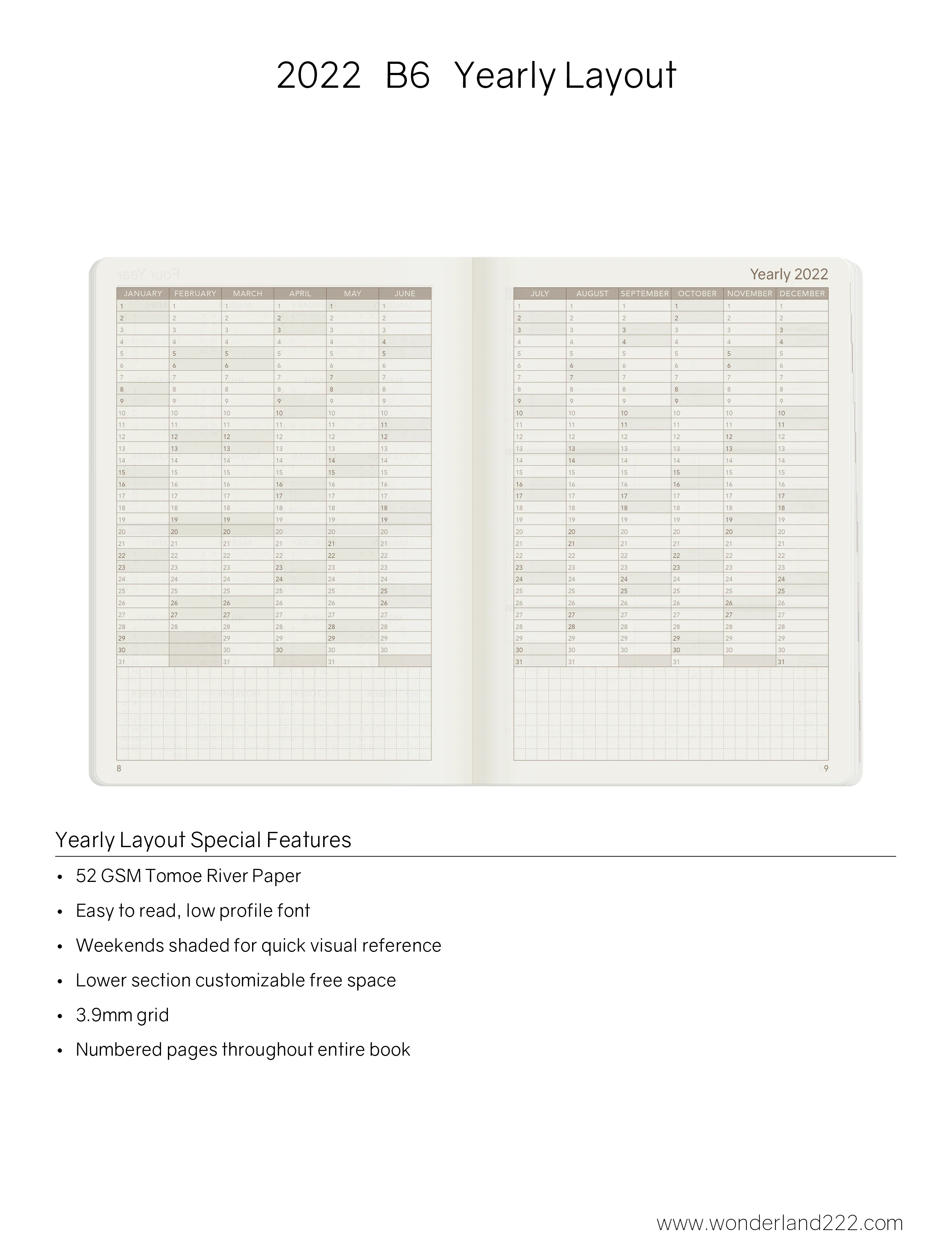2022 B6 Weekly Planner | Core | Stacked Weekends - Image 4