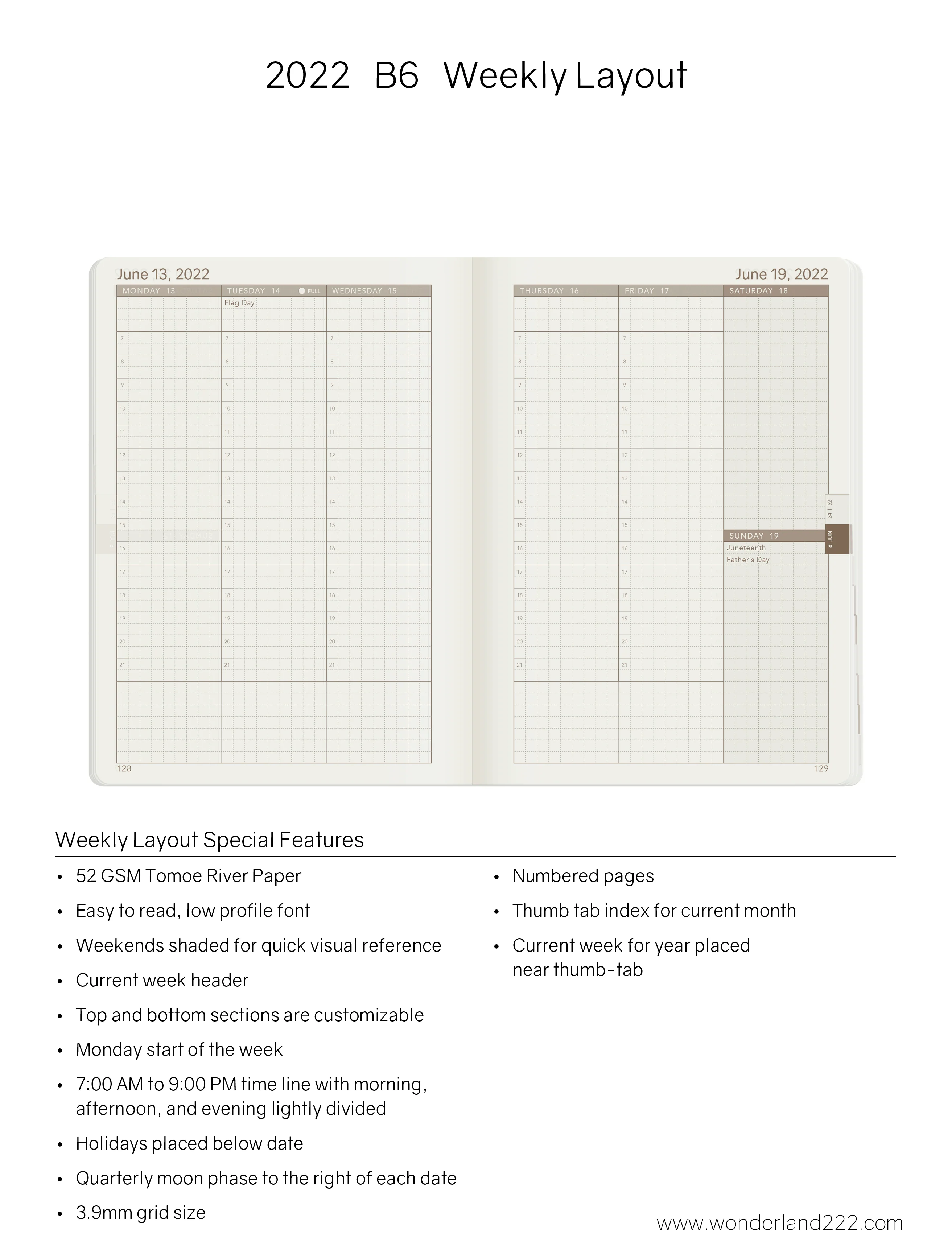 2022 B6 Weekly Planner | Core | Stacked Weekends - Image 8