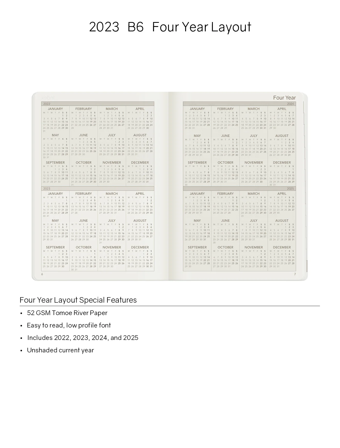 2023 B6 Weekly Planner | 52gsm Tomoe River Paper | Core | Stacked Weekends - Image 3