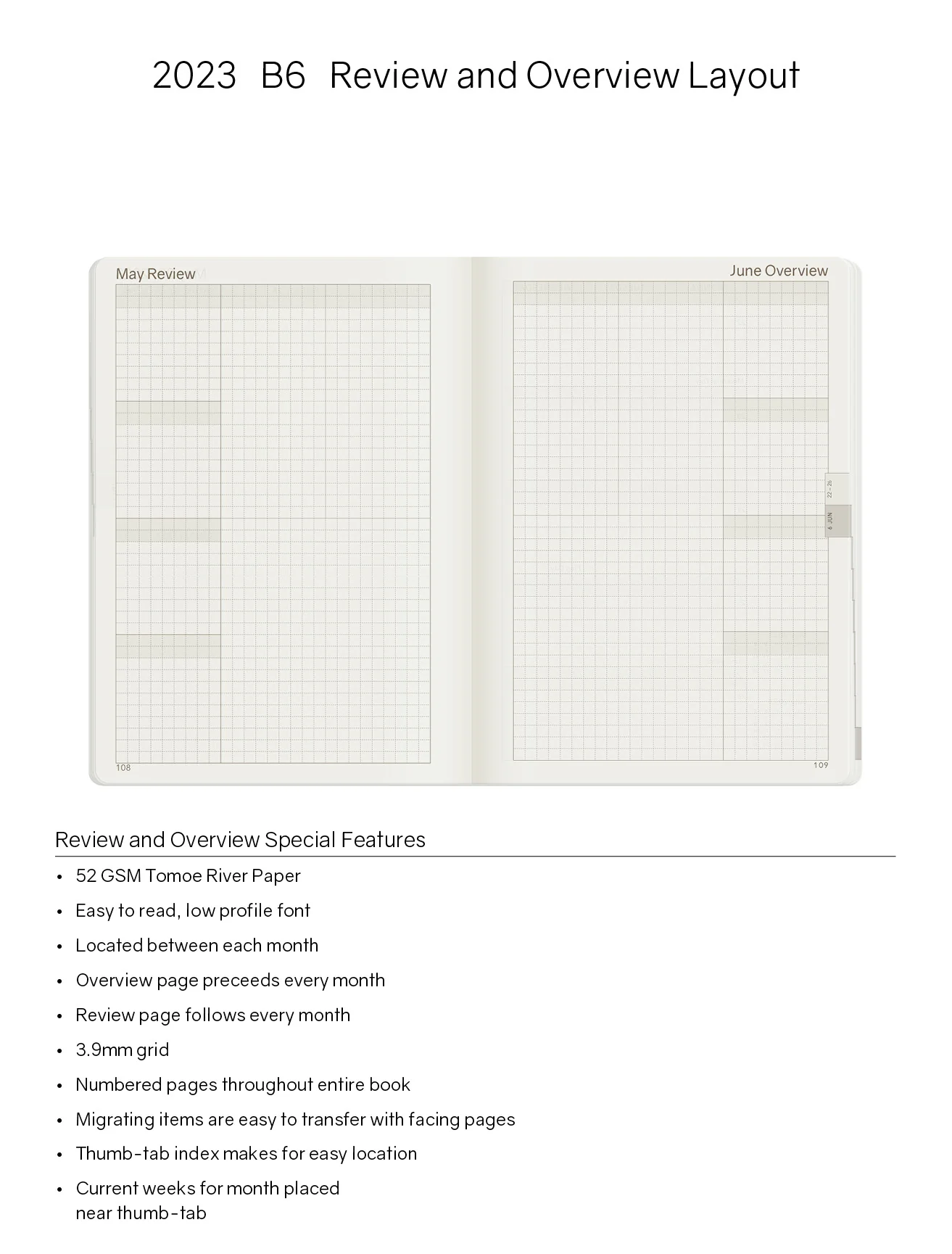 2023 B6 Weekly Planner | 52gsm Tomoe River Paper | Core | Stacked Weekends - Image 7