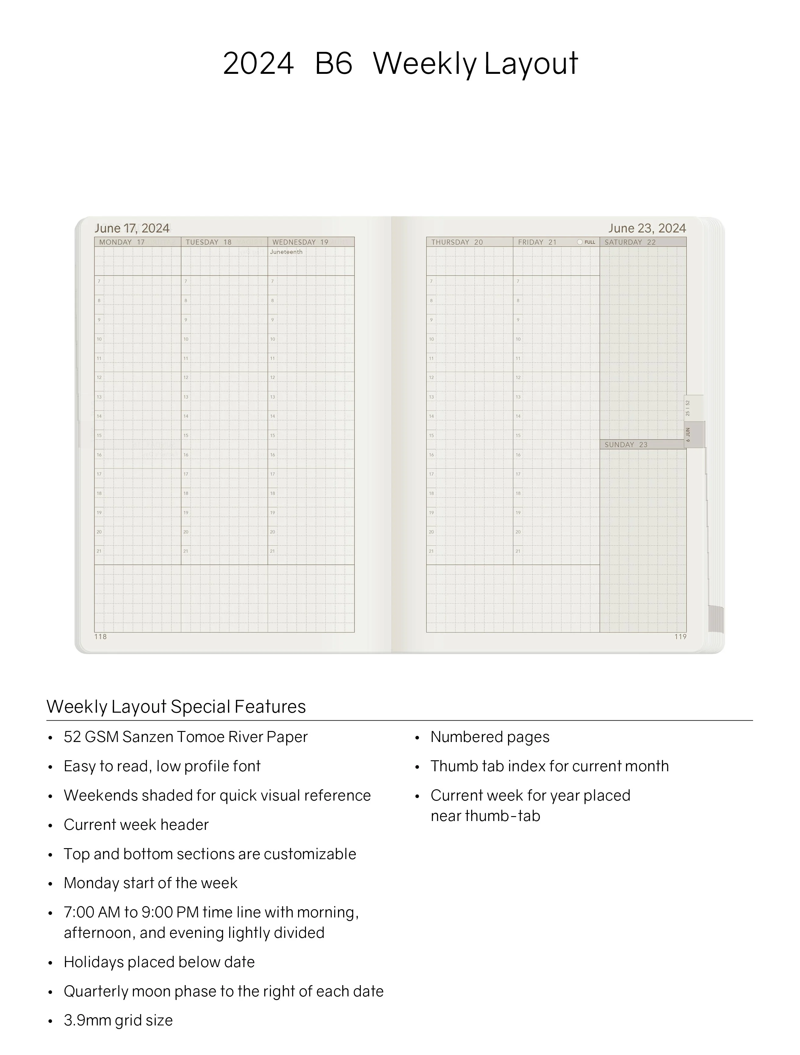 2024 B6 Weekly Planner | All-in-One | Stacked Weekends - Image 9