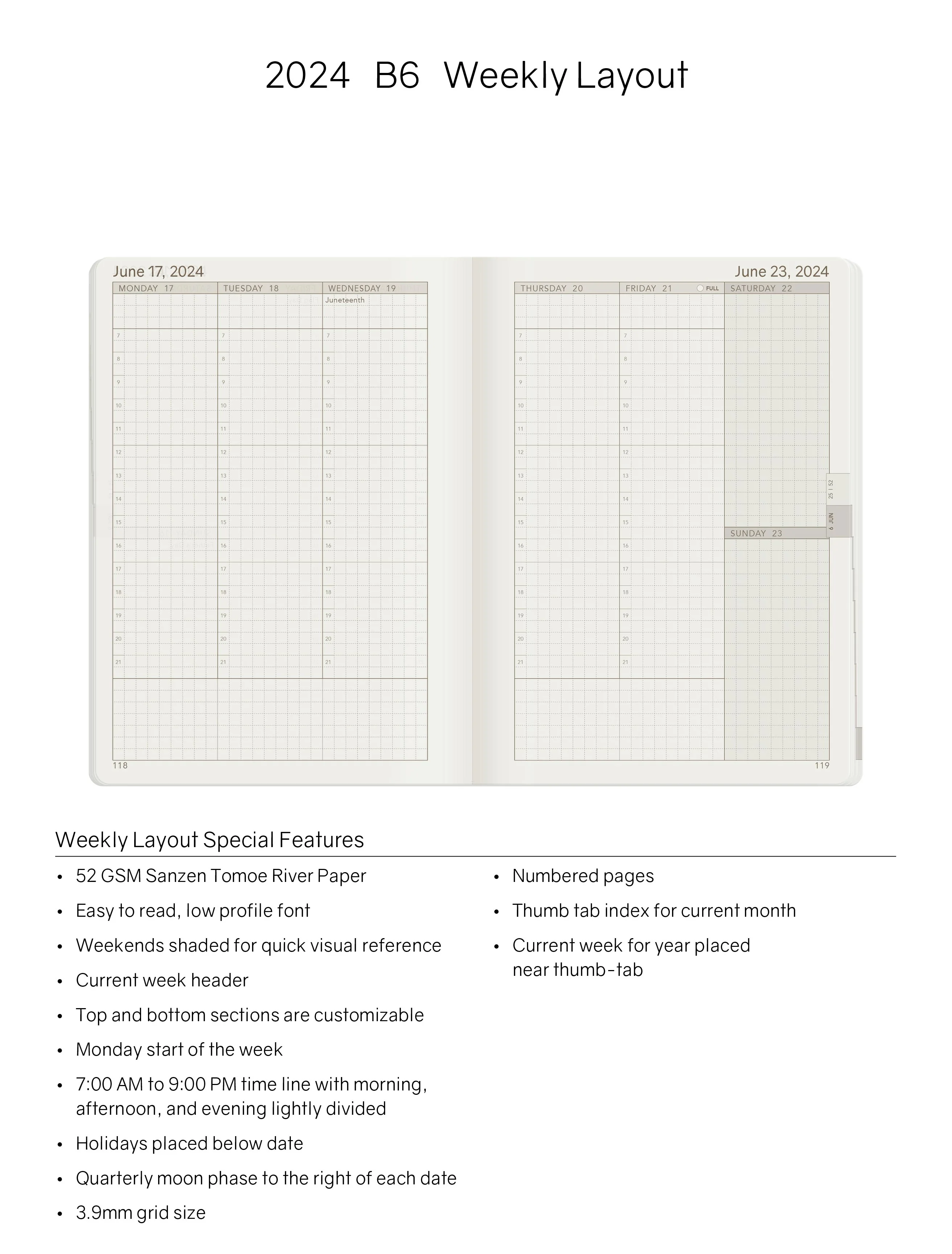 2024 B6 Weekly Planner | Core | Stacked Weekends - Image 9
