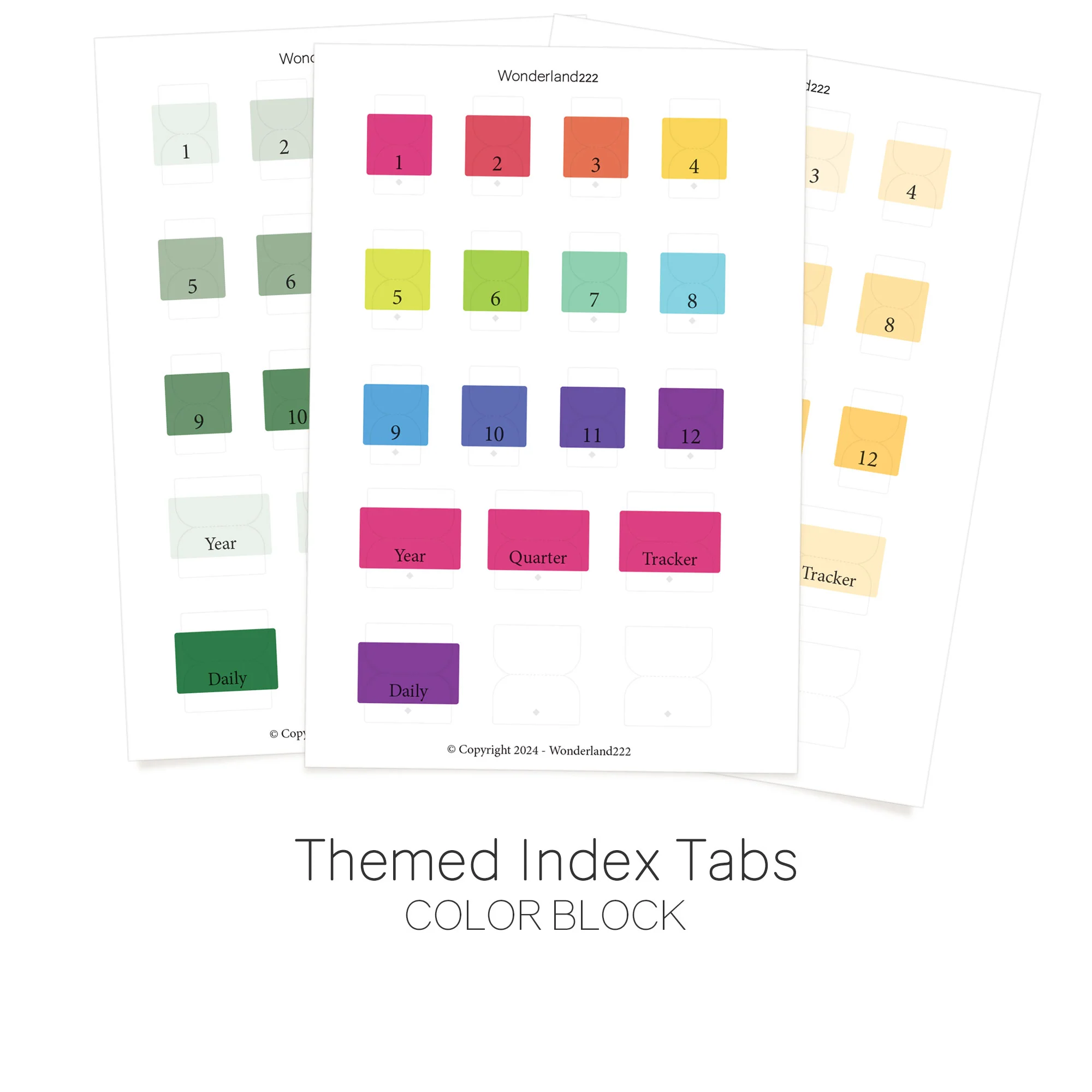 Color Themed Monthly Index Tabs by Wonderland 222