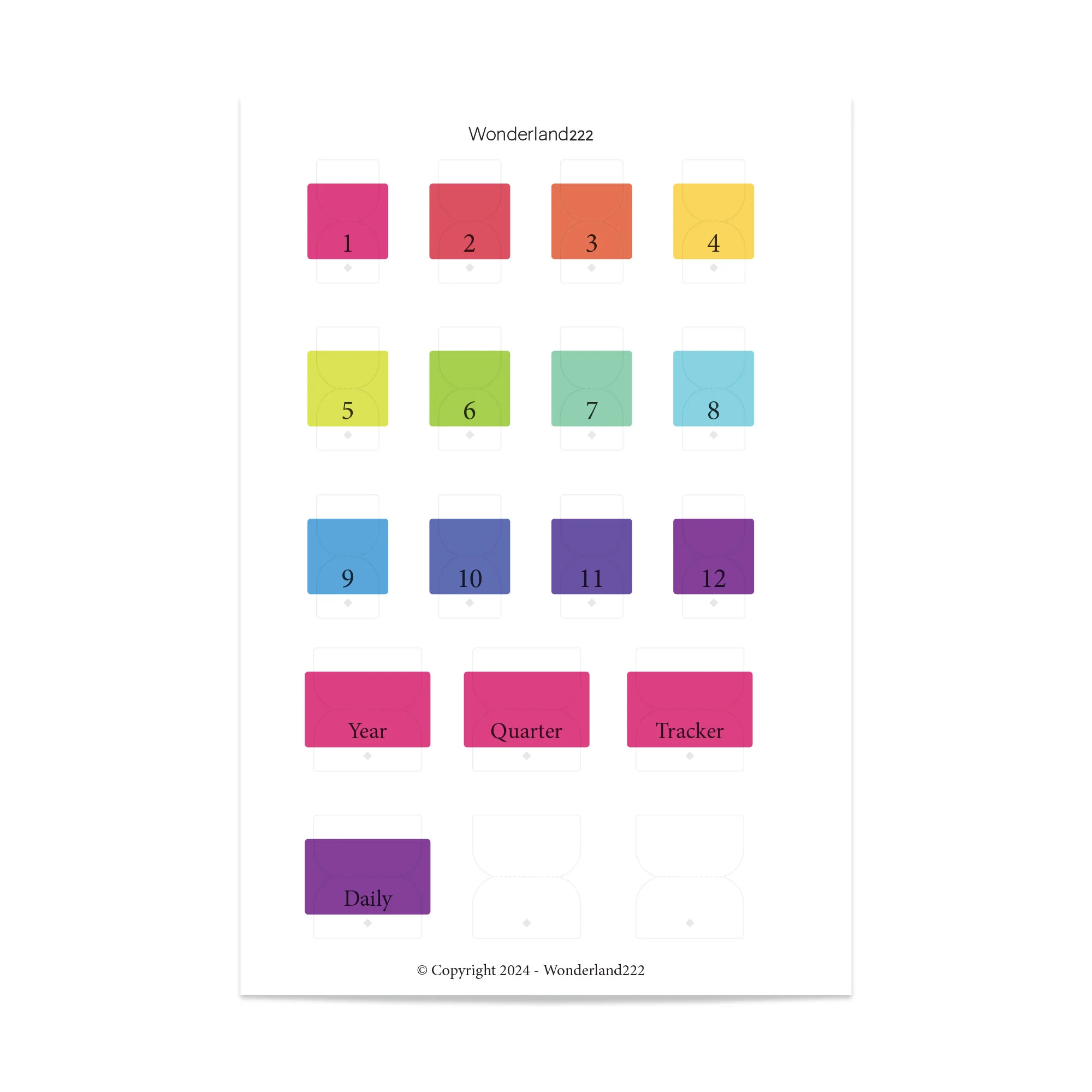 Color Themed Monthly Index Tabs by Wonderland 222 - Image 4