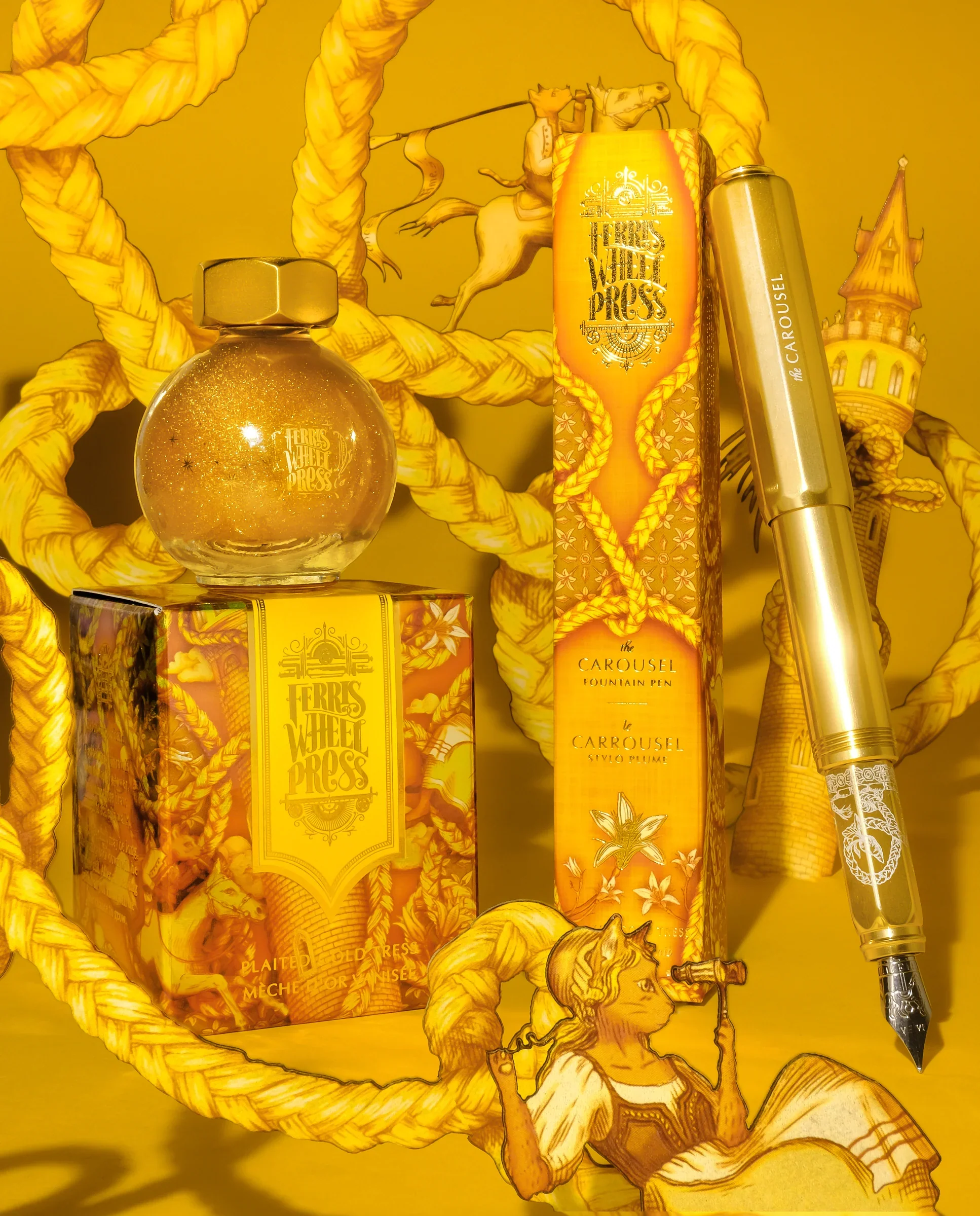 Ferris Wheel Press | Aluminum Fountain Pen | LIMITED EDITION | Plaited Gold Tress - Image 4