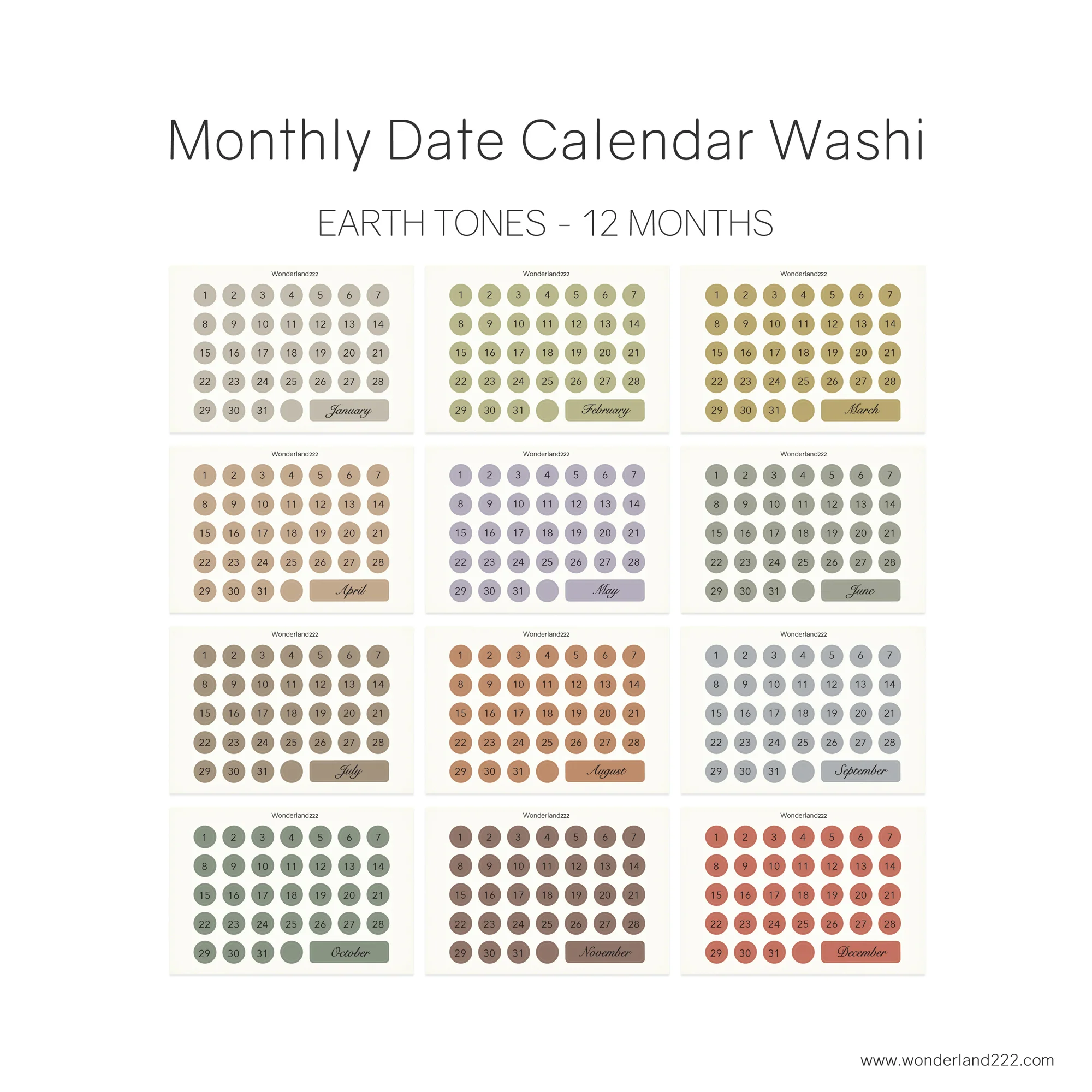 Monthly Calendar Date Washi - Image 3