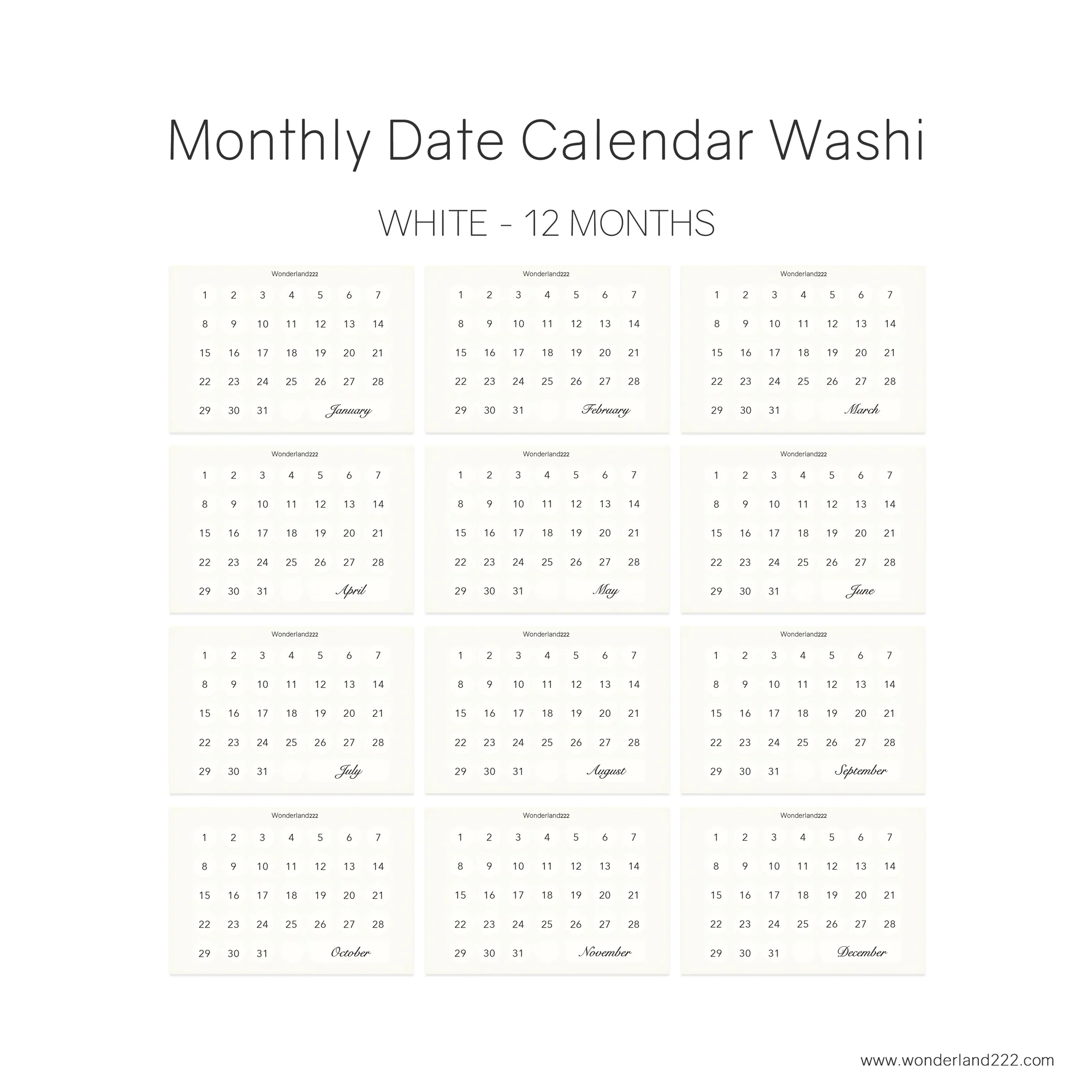 Monthly Calendar Date Washi - Image 5